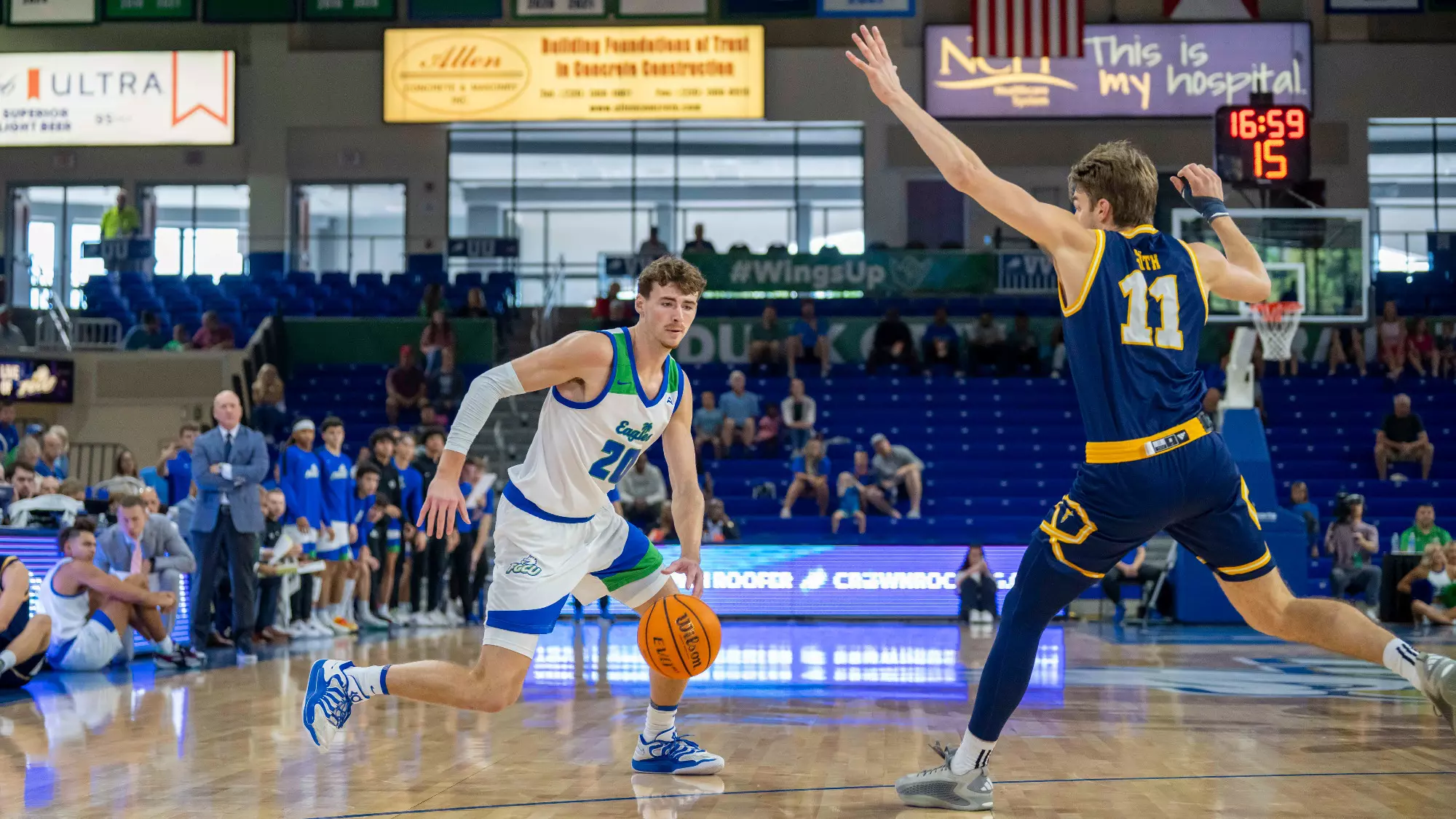JR Konieczny dribbling at FGCU